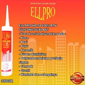 Lem Silikon Tabung ELLPRO HD 58 Silicone Sealant for Aquarium/Glass/PVC/Wallbatten 300ml