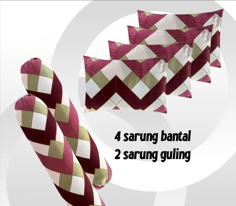 Sarban sargul isi 6pcs 4 sarung bantal dan 2 guling motif kotak kotak terbaru bahan katun halus 5
