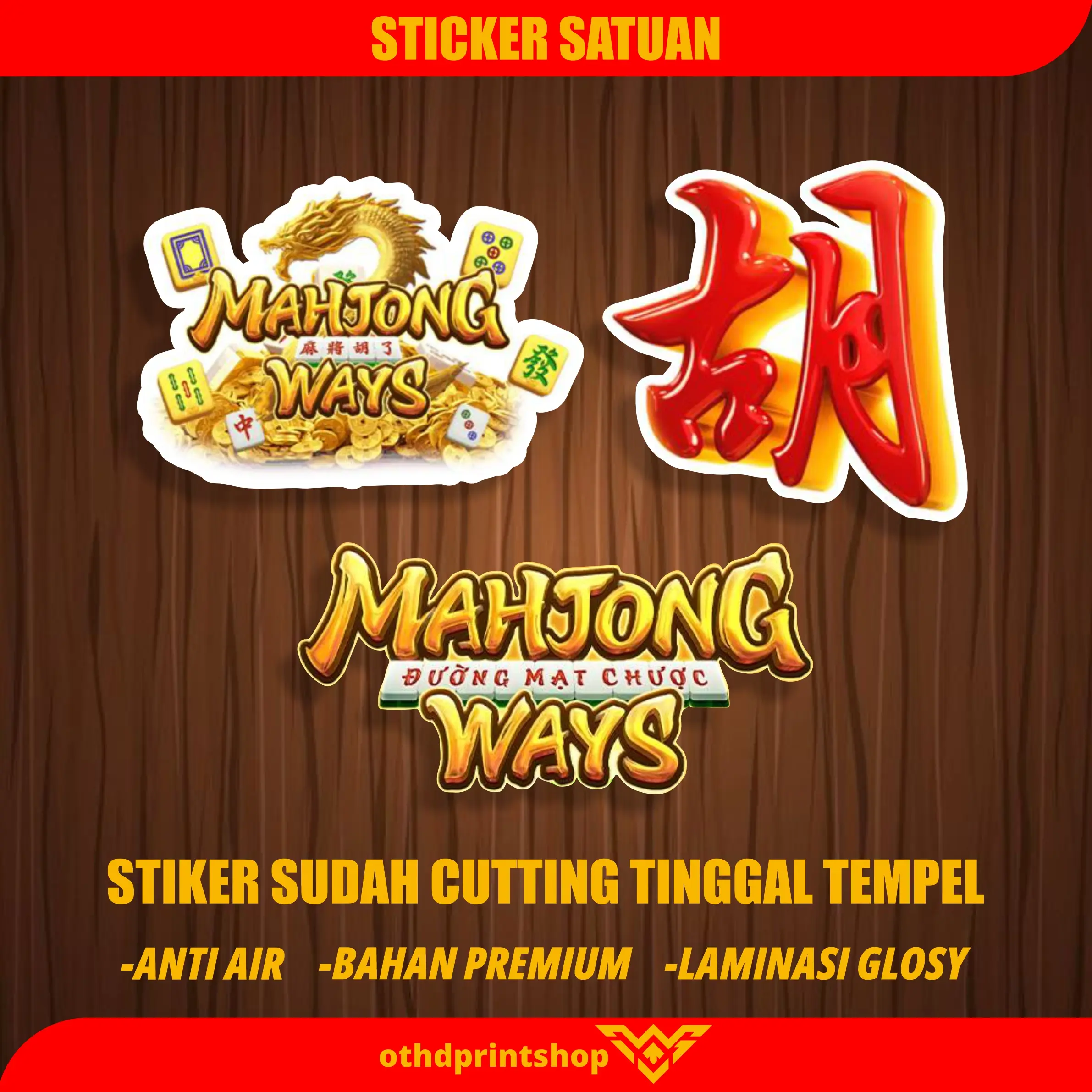 Stiker Mahjong Ways Sudah cutting tinggal tempel auto gacor bahan vinil laminasi glosy suda anti air Sticker Paper