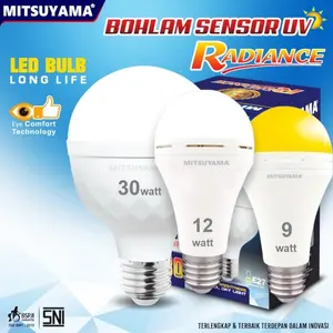 Mitsuyama Lampu Bohlam Sensor UV LED Bulb Radiance MS-9812RS 12W E27 Cahaya Terang Kualitas Terbaik untuk Rumah Kantor Toko