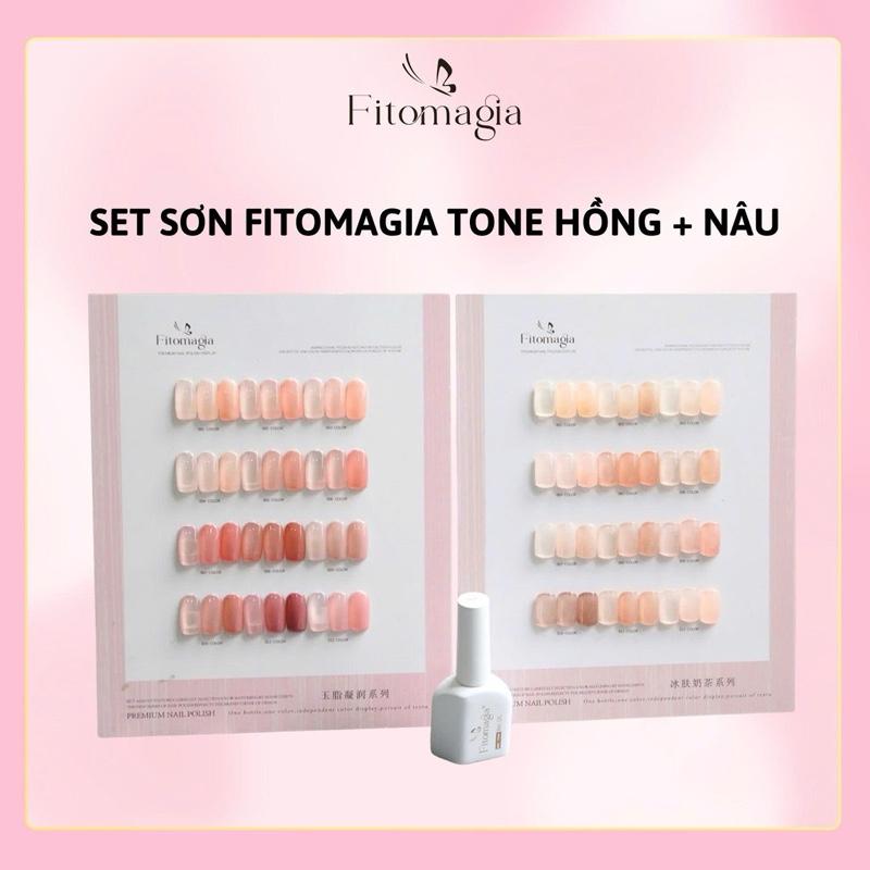 DEAL MỞ BÁN Set Sơn Thạch 12 Màu Fitomagia Cao Cấp Tone Hồng Tone Nâu 15ML Chai + Tặng Kèm Bảng Màu Xinh