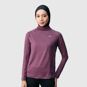 HIA Everywear Kina Long Sleeve Sport Shirt Plum Regular Fit Baju Olahraga Running Gym Padel