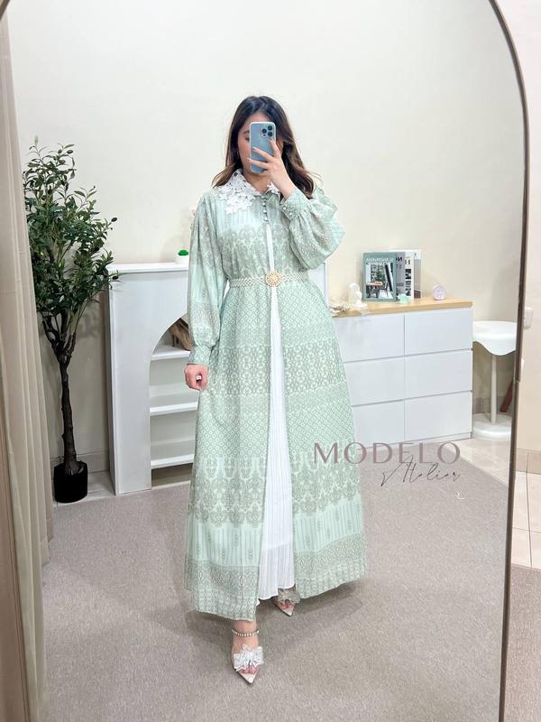 Clemira Dress Set Outer PREMIUM 2in1 / Gamis Ceruty Inner Outer free belt / MODELO 5