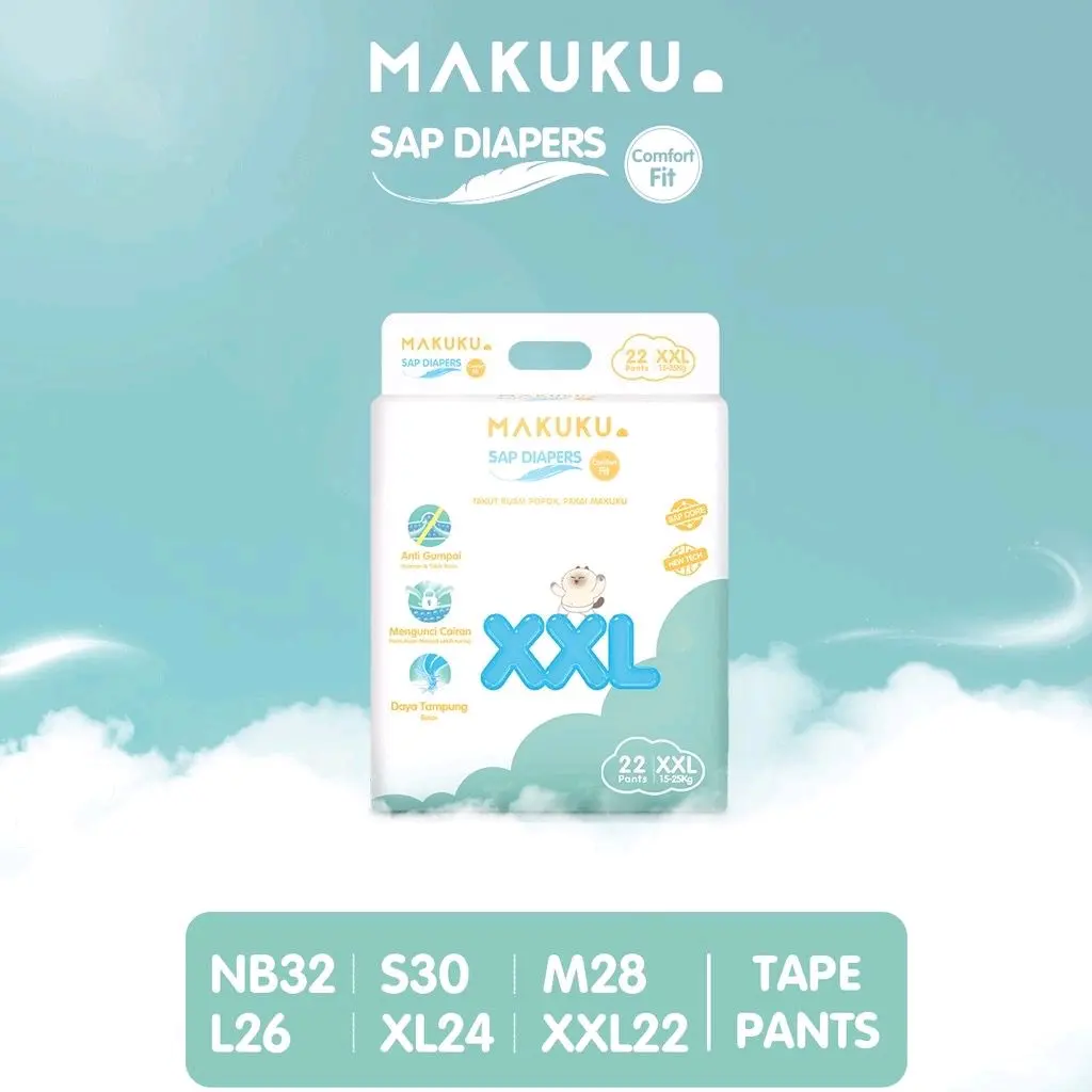 TERMURAH !!! MAKUKU comfort Fit XXL 22 Bayi Orang Tua