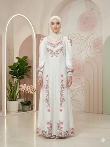 [UC24] Gamis Wanita Panjang Full Printing Motif Floral Classic Butter Yellow Desain Mewah & Elegan Premium Look Bahan Silk Premium Halus & Lembut