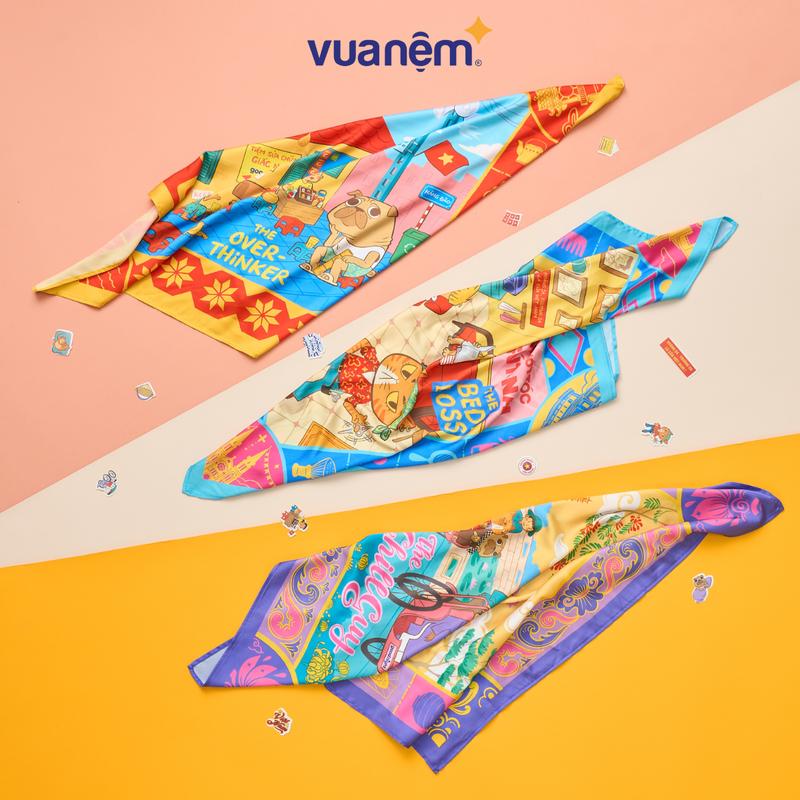 Khăn choàng lụa latin cao cấp 70x70cm Goodnight Bandana, khăn quàng cổ, phụ kiện túi, phụ kiện thời trang xu hướng, cá tính ( Ko hộp)