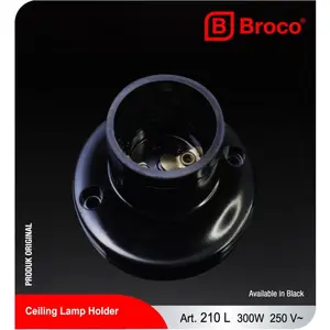 FITTING LAMPU BROCO BULAT HITAM FITTING PLAFON BROCO HITAM 210L