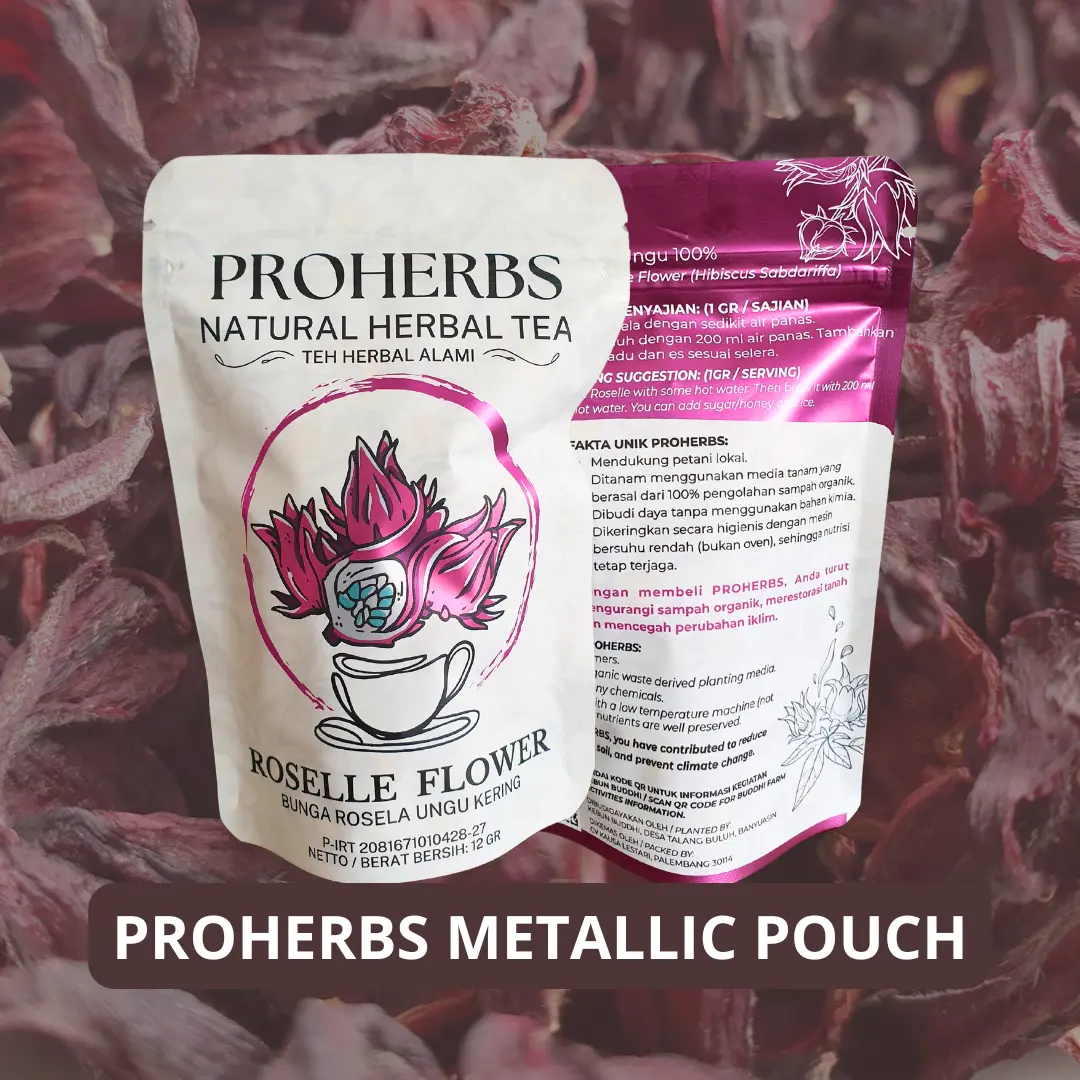 Metallic Pouch Proherbs Bunga Rosela Ungu - Roselle Flower 100% Organik Tea Herbal