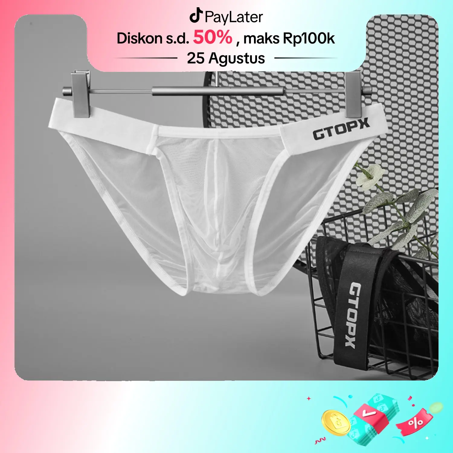 ORLVS Celana Dalam Pria Transparan GTOPX6231 softmesh xl