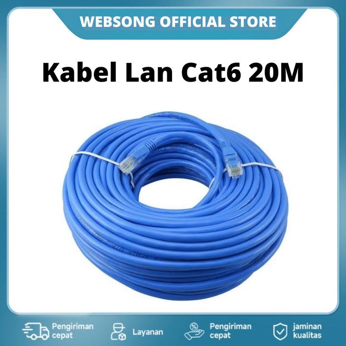 Gambar WEBSONG Kabel LAN RJ45 Utp Ethernet 20M Cat6 Gigabit - BLUE dari Seruni Comp Official Store Kota Surabaya Tokopedia