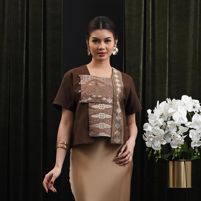 Gambar NONA RARA - Kebaya Stacato Suksma T4400, Baju kerja batik blouse wanita modern - ALL SIZE dari Nona Rara Batik Kota Administrasi Jakarta Timur Tokopedia