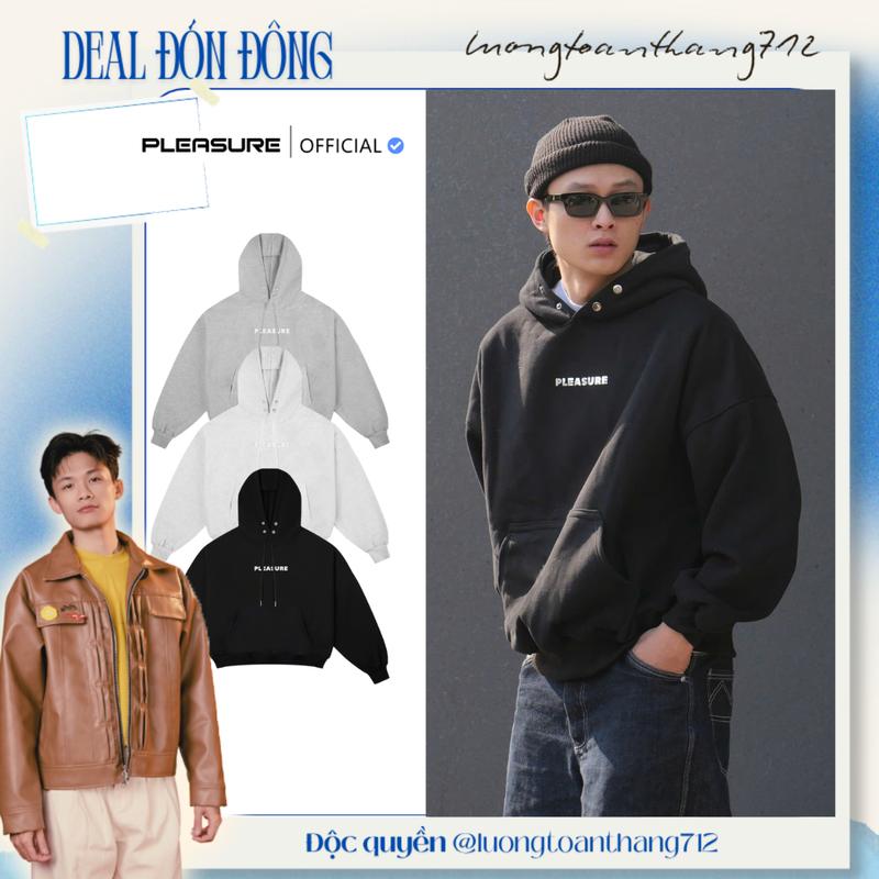    Link Độc Quyền    Không Đổ Lông  Áo Hoodie PLEASURE Silver Coated Tráng Gương Boxy Form Châu Âu Dáng Rộng Unisex Nam Nữ Local Brand 