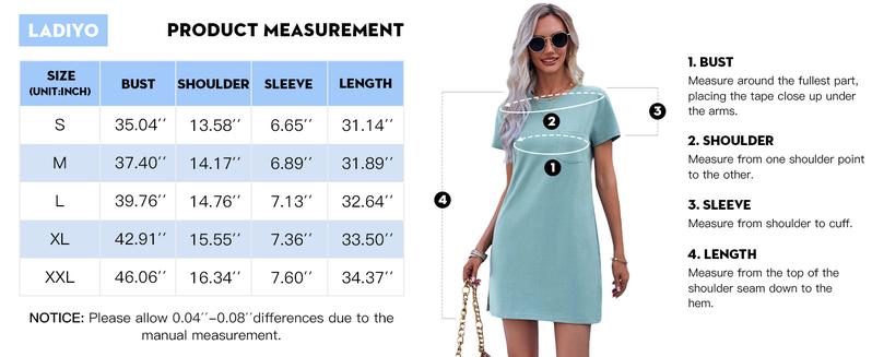 Product Introduction of Fisoew Women T Shirt Dress Summer Fashion Mini Dress Crew Neck Short Sleeve Dress Solid Color Casual Dress with Pocket 18