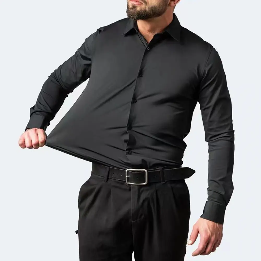Men'S Stretchable Casual Business Shirts Long-Sleeved Wrinkle-Free Men Self-Cultivation Formal Shirts