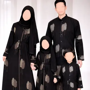Sarimbit Bisa Couple Abaya Koko Katrina Dewasa Dan Anak Bordir Jetblack Premium Gamis Taqwo Syar'i Warna