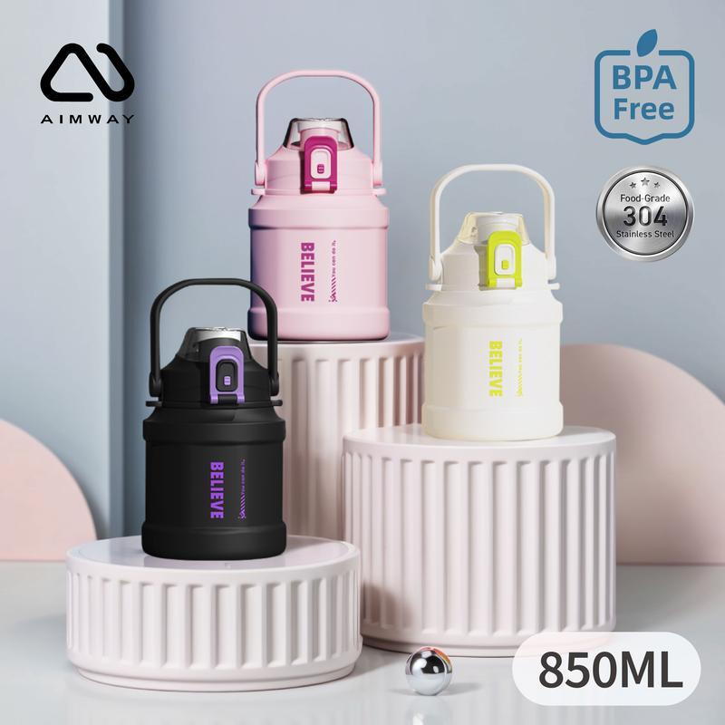 【2-5 Ngày Giao】850ml Cốc giữ nhiệt lớn Aimway bằng thép không gỉ Cốc cà phê dày Bình giữ nhiệt xe hơi Cốc du lịch
