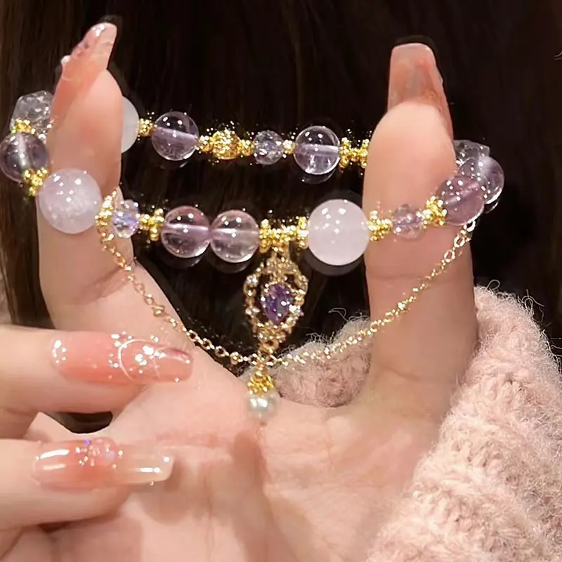 Vòng Tay Pha Lê Amethyst Trung Quốc, Hueea, Đầy Màu Sắc, Giá Cả Phải Chăng, Sang Trọng, Nhỏ Và Tinh Tế, Cảm Giác Cổ Tích Quà Tặng Bida, Vòng Tay Hoa Tử Đằng, Thúc Đẩy Học Tập, Tiền Để Tặng