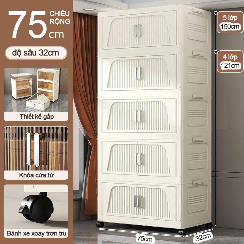 Tủ Đựng Đồ Có Thể Gập Lại 75cm Kệ Nhiều Tầng Thích Hợp Sử Dụng Trong Gia Đình Tủ Đựng Đồ Ăn Nhẹ Phòng Khách Hộp Sắp Xếp Đồ Chơi Phòng Ngủ