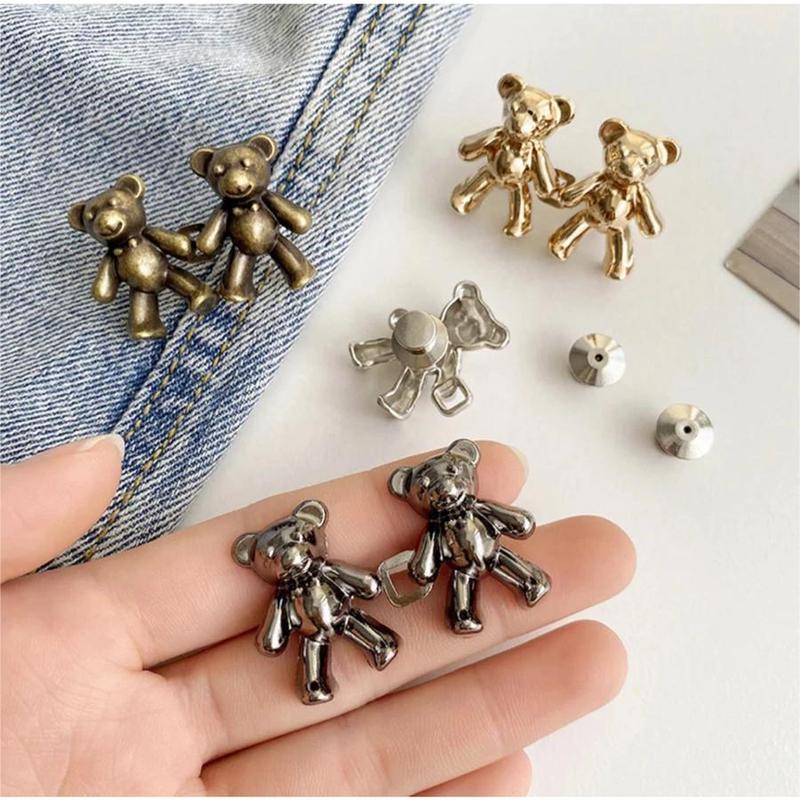 2 Pcs Kancing Pengecil Celana Jeans karakter 3D Bear Kancing Penjepit Celana kebesaran anti kedodoran 2pcs / Kancing Jeans Bear Kancing Pengecil Celana Kancing Bear Celana 2pcs M02 6