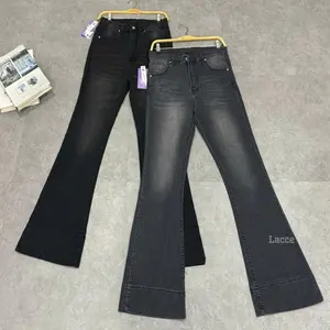 Jennie Cutbray Jeans Highwaist Lipatan Kaki Besar Jeans strecht Wanita jumbo