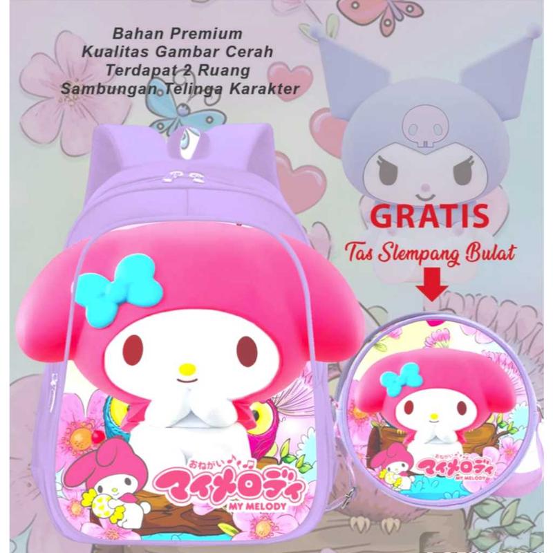 TAS KUROMI MY MELODI RANSEL ANAK SEKOLAH TK/PAUD/SD TERBARU BISA BAYAR DI TEMPAT COD 5