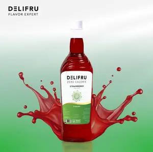 Syrup Zero Calorie Sugar Free Strawberry Delifru 1 Liter - Sirup Bebas Gula 0 Kalori Stroberi