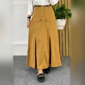 ready stock. rok jeans wash premium wanita remaja dewasa model duyung ada saku kode 924-02