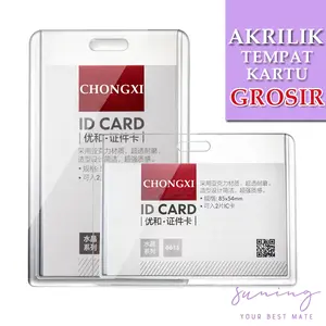 Holder Id Card Acrylic 2 sisi Tempat Kartu Id Card Member Name Tag Acrylic - Suning Mall