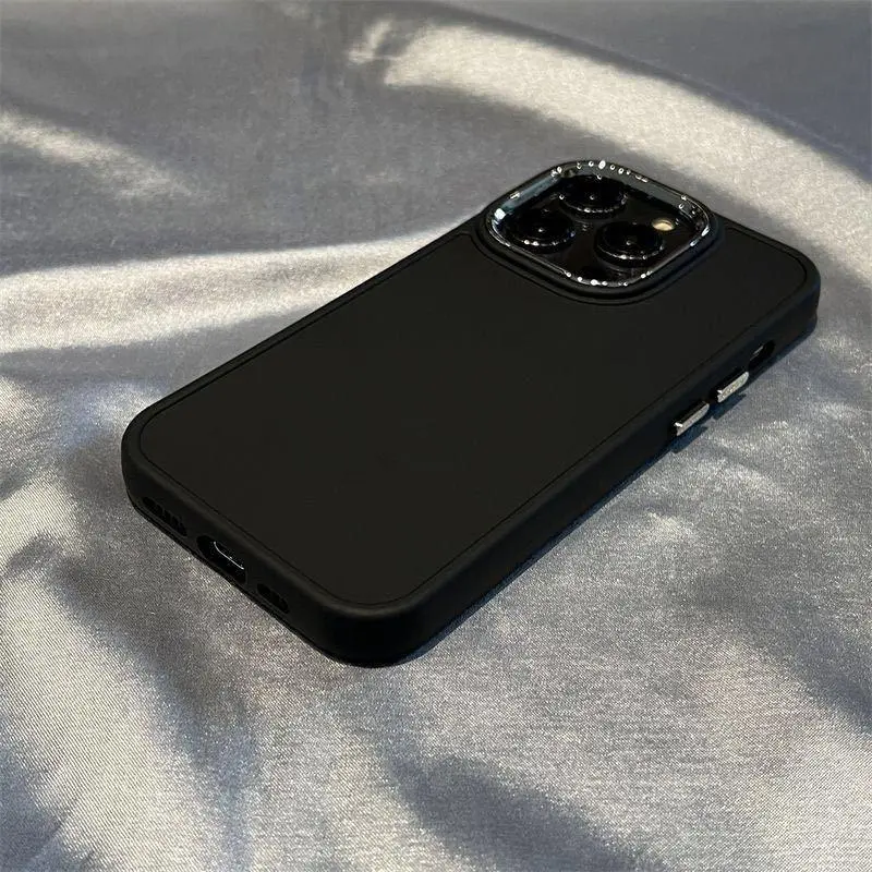 Ốp Điện Thoại silicon với các nút kim loại, Tương thích với IPhone 14 13 12 11 Pro Max XS X XR 8 + 7 Plus, vỏ mềm, vỏ chống sốc, bộ bảo vệ tế bào 3
