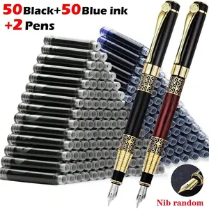 [COD] 100Pcs/Set Pulpen Fountain Retro Metal Tinta Dapat Diganti Hadiah Elegan untuk Alat Tulis Kantor/Sekolah