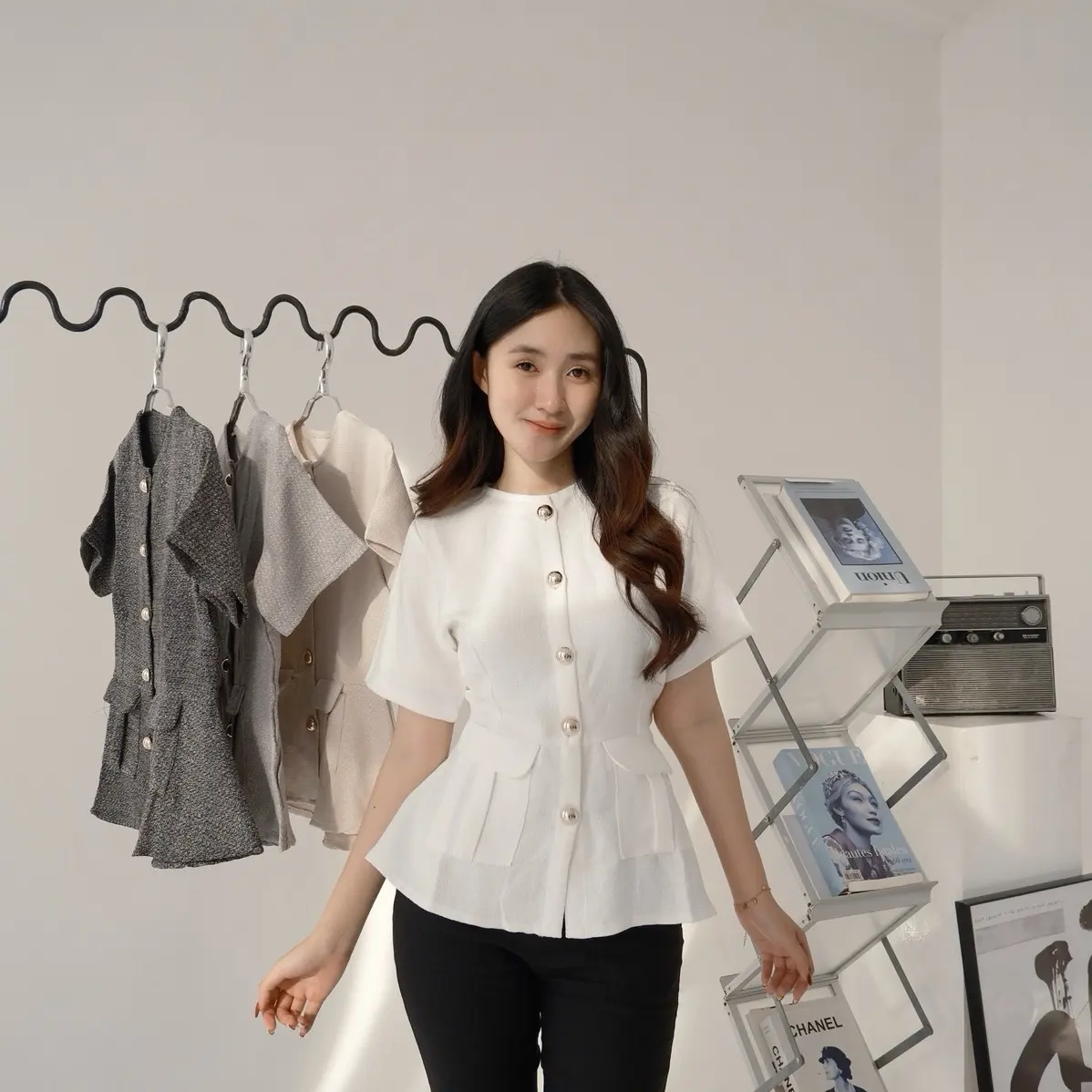 DEVAUDREE - CAMILLE TOP - PEPLUM TOP KANCING
