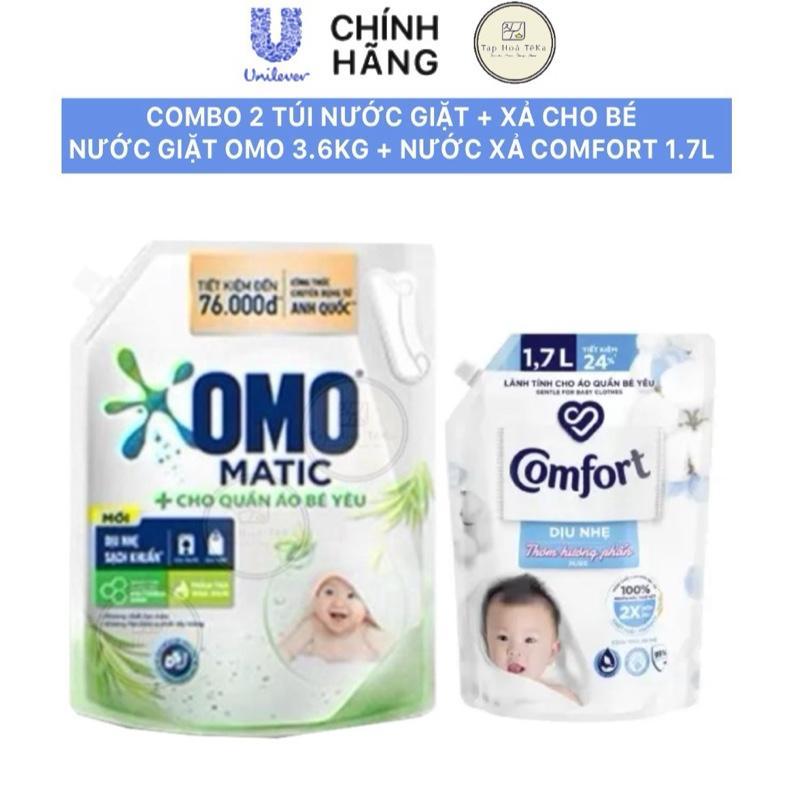 Combo Nước Giặt OMO Matic cho quần Áo Bé Yêu 3.6KG + Nước Xả Vải Comfort Dịu Nhẹ Thơm Hương Phấn 1.7L [1] (Tổng 2 Túi)