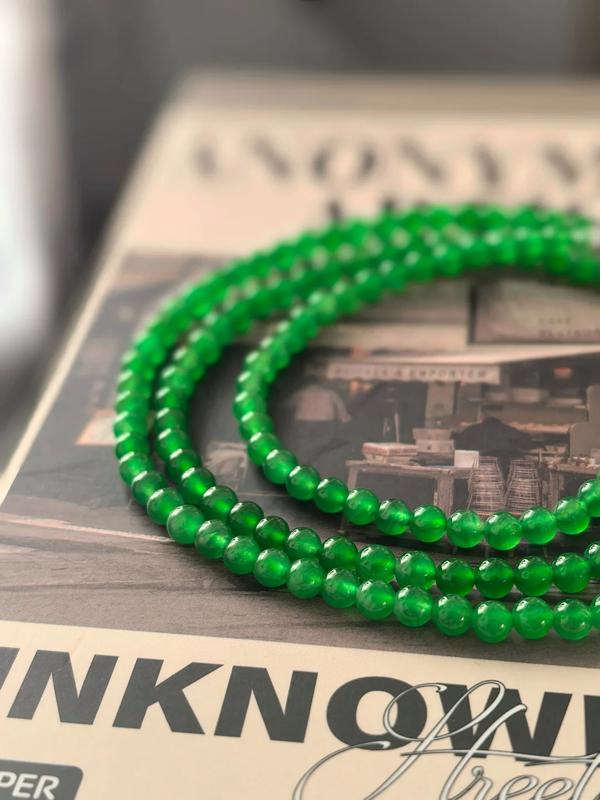 Authentic Myanmar Jade Necklace Ice Sticky Seed Zhengyang Green Jade Bead Necklace Imperial Green Full Green Handstring Bracelet 0