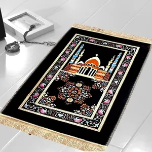 YANQIN - Sajadah Turki Motif Masjid & Ka'bah Dengan Anti Slip Bahan Premium Halus Lembut dan Rumbai