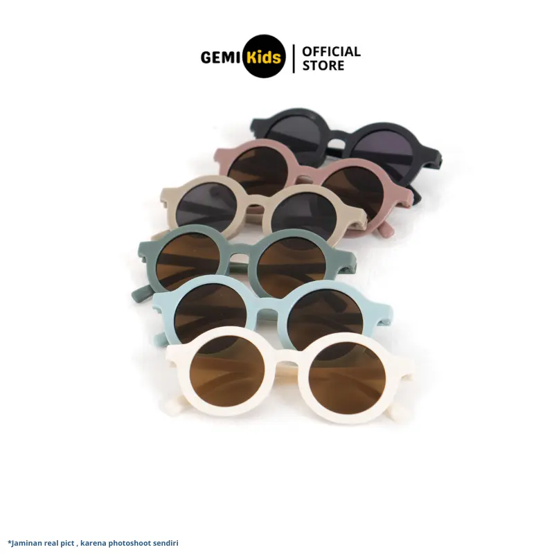 GEMIKIDS | Kacamata Anak Laki-laki Perempuan Bulat Hitam Warna Warni Trendy Kekinian Lucu Retro