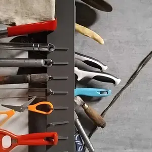 NEKODA Rak pisau dinding Dapur Stainless Steel Rak Gantung Dapur Multifungsi Rak Tempel Tanpa Bor/Rak sendok Garpu Gantung Dapurd