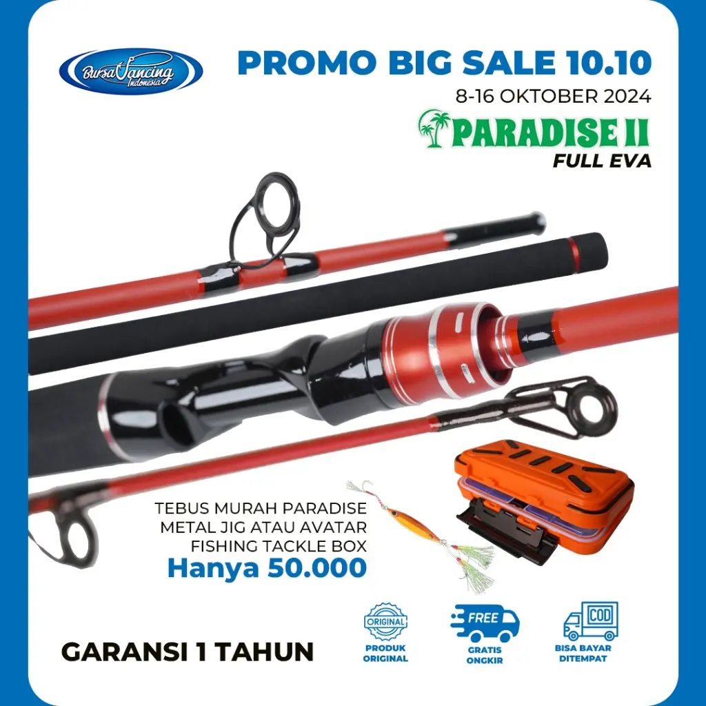 Paradise Joran Pancing Paradise II Fiber Solid Composite 150cm 165cm 180cm 210cm Garansi 1 Tahun