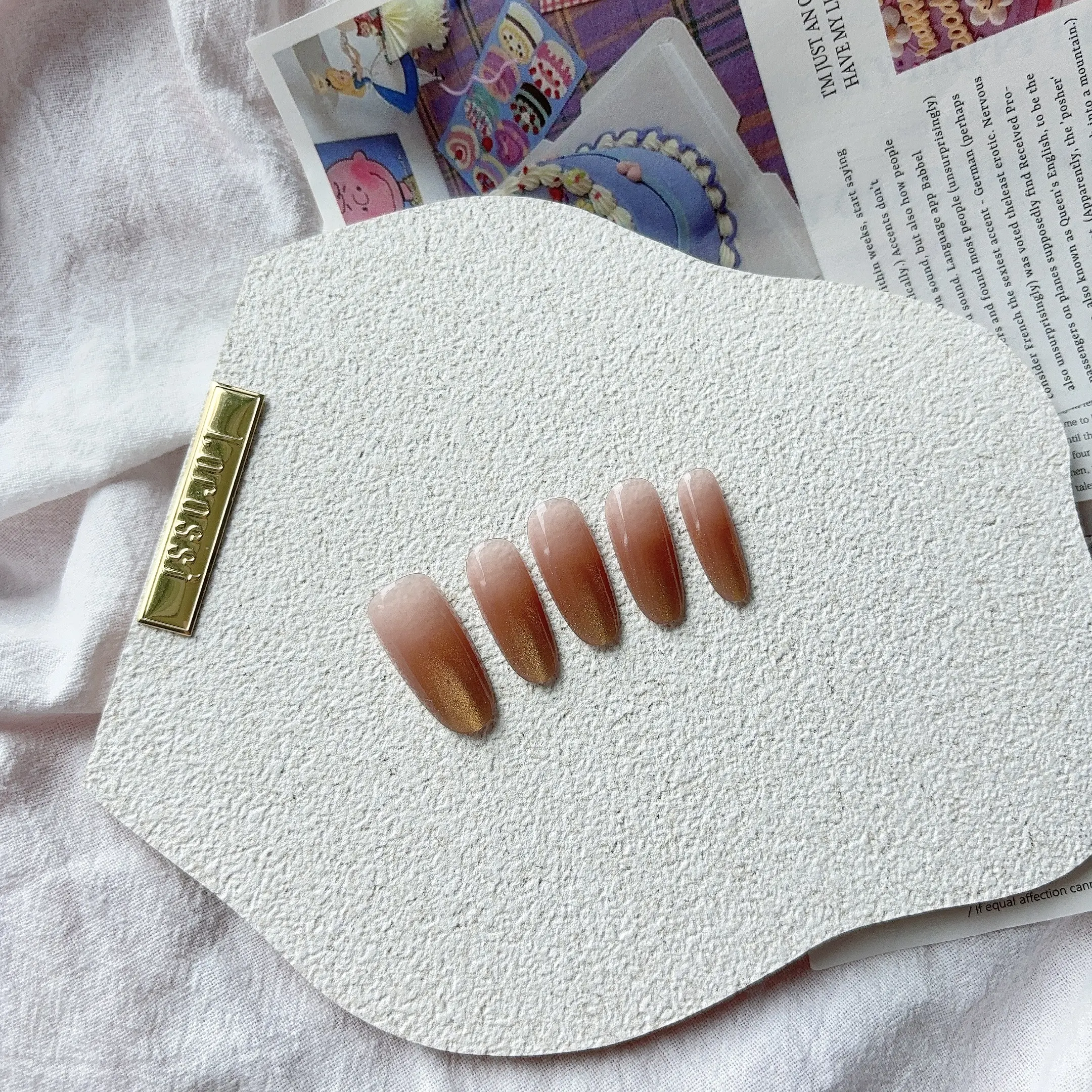 C18 Ombre Glitter Powder Handmade Press on Nail