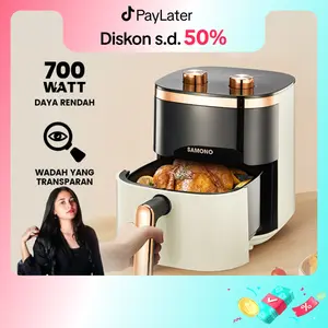 [SAMONOxINDAHPUTRI] SAMONO Aesthetic Transparan Air Fryer 4 Liter Low Watt SNI Hemat Listrik Mesin Penggoreng Tanpa Minyak [SW-AFW04S]