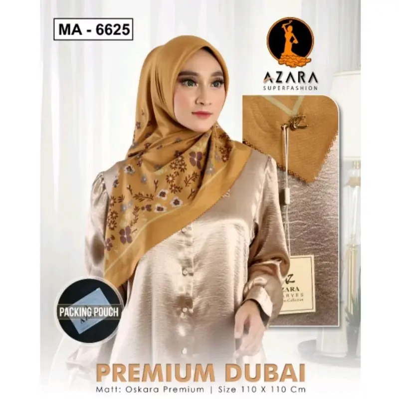 Alka - ( 7 hijab ) AZARA POUCH SEGIEMPAT MOTIF // BISA REQUEST WARNA // BAHAN VOAL DUBAI ( LOGO BESI AZ + HANGTAG ) 8