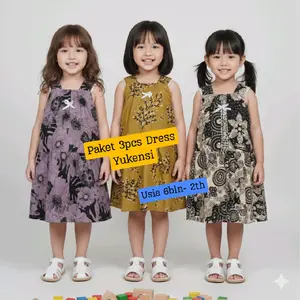 PAKET HEMAT 3PCS DRESS  ANAK PEREMPUAN MURAH 3BULAN - 2TAHUN (BISA PILIH MOTIF)