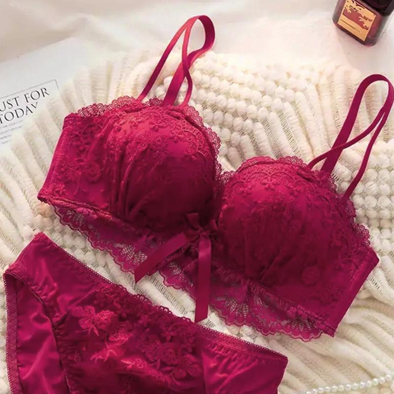 Bộ Đồ Lót Ren, Áo Ngực Và Quần Lót Nâng Ngực, Gợi Cảm Và Không Đường May, Thoải Mái Và Thoáng Khí, Bộ Đồ Lót Trong Suốt, Làm Bằng Bông, Bộ Đồ Lót Trơn Dành Cho Nữ