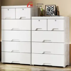 YAWANG Lemari Laci Plastik Serbaguna 3-6 Susun Putih Glossy dengan Kunci Drawer Cabinet Furniture Minimalis Kokoh & Tahan Lama Kapasitas Besar Bahan Tahan Lama Desain Minimalis Elegan