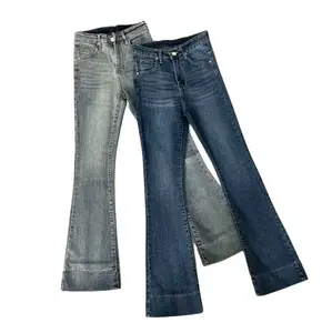 SUNDAY - Amma Dark Celana Jeans Wanita Cutbray Highwaist Pinggang Tinggi Bahan Melar Kancing 1 Panjang 94cm & 100cm Nyaman Dipakai Sehari-hari