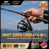 Gambar [OFFICIAL] SeaHunter Paket super lengkap 4 in 1 set, Cast King joran spinning dual tips + Turbo Pro reel spinning +Fit or Fight PE 150m+ soft lure bait umpan pancing set - SET B dari SeaHunter Indonesia Kab. Tangerang 2 Tokopedia