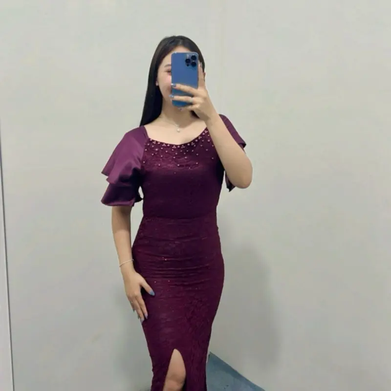 Dress Brukat Amanda / Dress brukat / Dress wanita / Dress kondangan Cantik Casual Panjang Velvet Formal Sabrina Nyaman Pesta Mewah Gaun