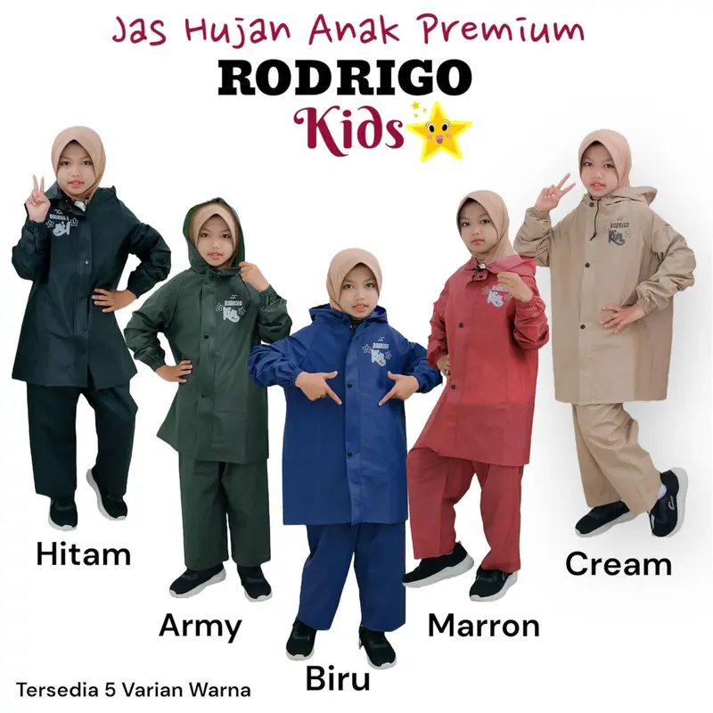 Rodrigo jas hujan anak cowok cewek pvc tebal anti air 5