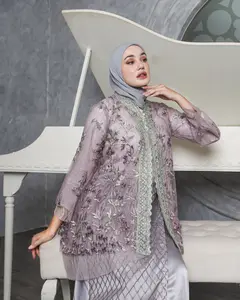 Olayan Official Store Cardigan Tile Brukat FairyTale Motif Bunga Bordir Muslim Dress Kondangan Kancing 2 Varian Pastel All Size M 110 cm