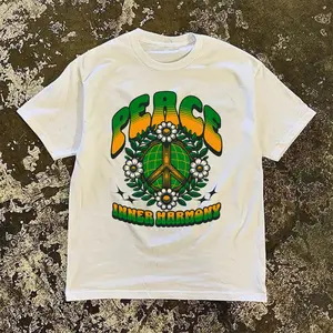 Kaos pria-wanita vintage peace desain premium polyester quality - 008 Baju Tshirt