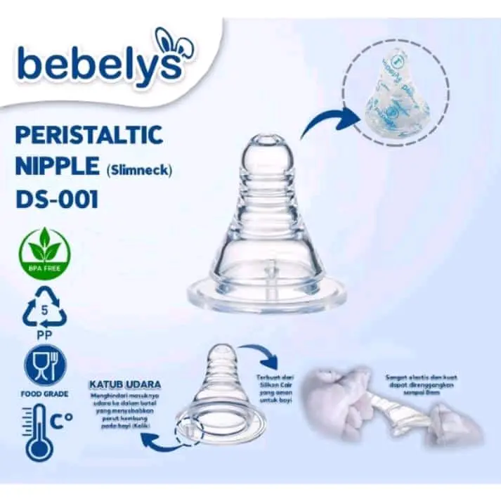 BEBELYS karet dot bayi slimneck peristaltic Nipple bagus Aman higenis ASLI